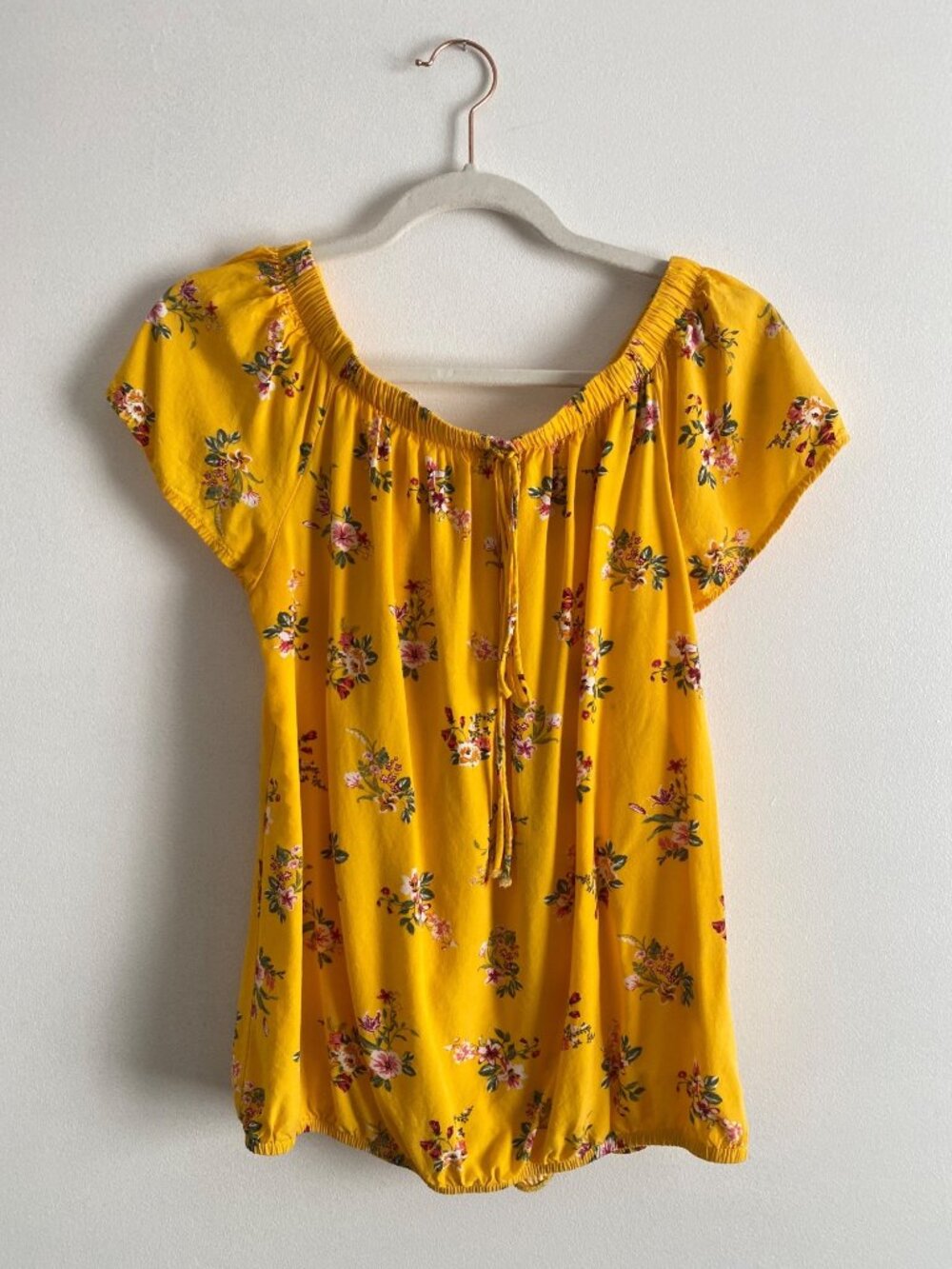 Bailey & Chloe Yellow Floral Off-Shoulder Boho Women's Top Size M